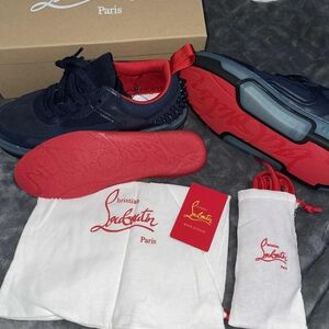 Christian Louboutin Dark Blue and Red Sneakers